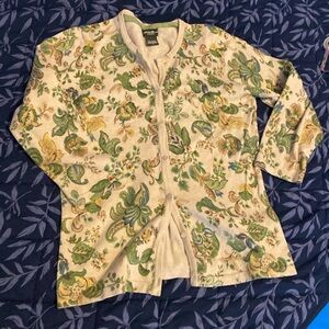 Green floral cardigan